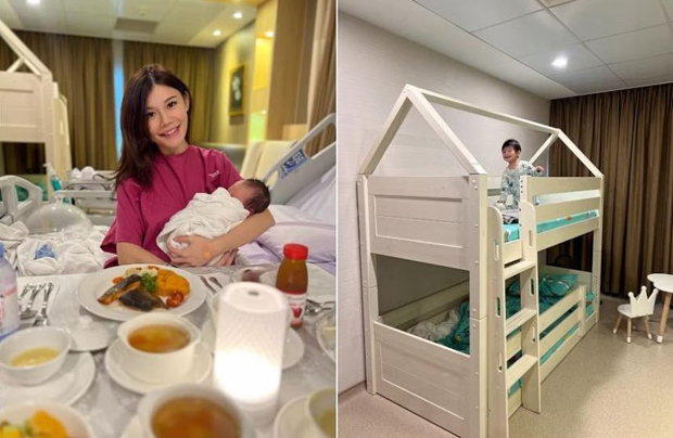  ​Ms Maybeline Sim booked Thomson Medical’s family suite for her second birth so her husband and older son could bunk in the room’s double-decker bed. PHOTOS COURTESY OF MAYBELINE SIM 