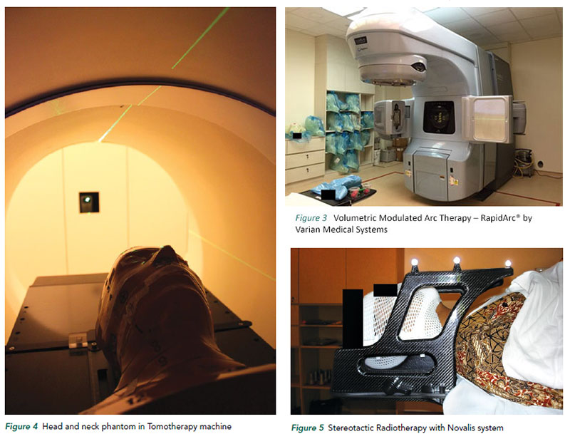 Volumetric Modulated Arc Therapy, Tomotherapy and Stereostatic Radiotherapy at National Cancer Centre Singapore.